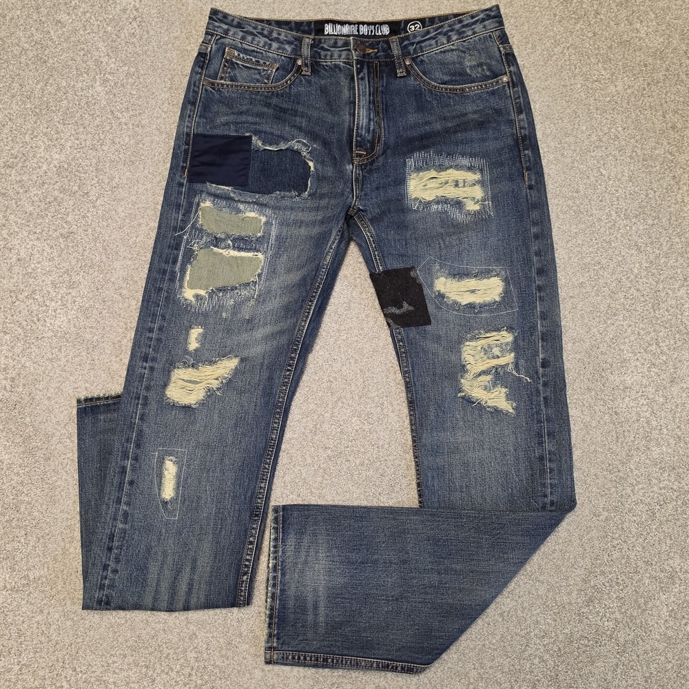 Billionaire Boys Club Patchwork Distressed Jeans Mens 32x33 Straight 100% Cotton
